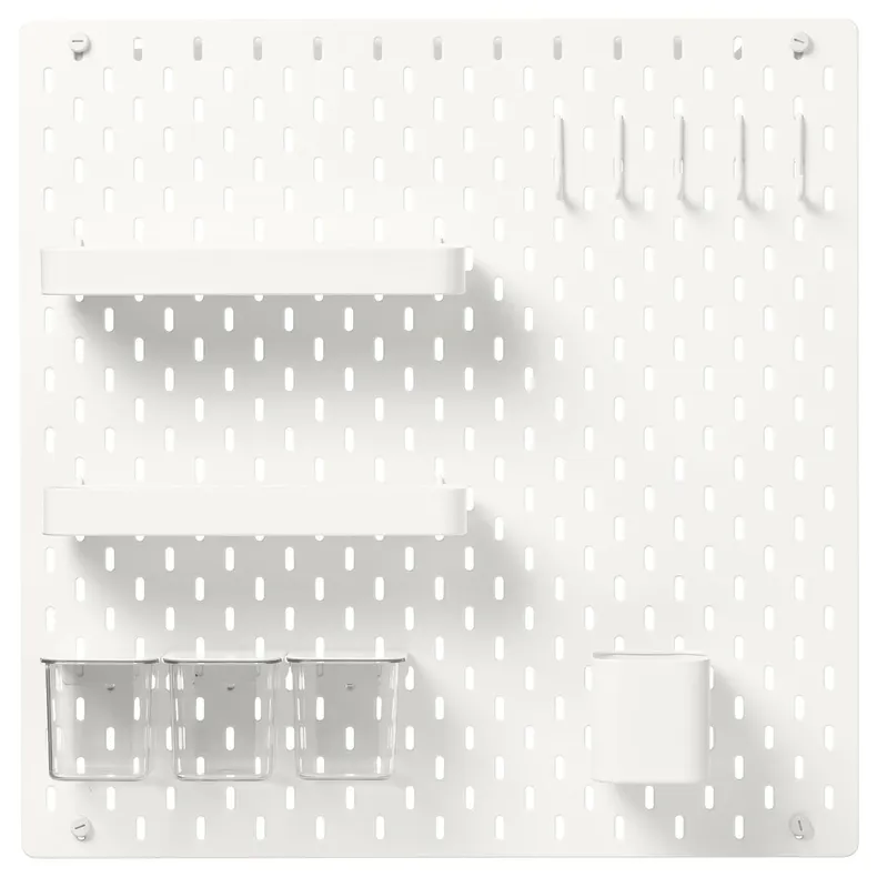 IKEA SKÅDIS СКОДІС, комбінація перфорованої дошки, білий, 56x56 см 092.165.95 фото №1
