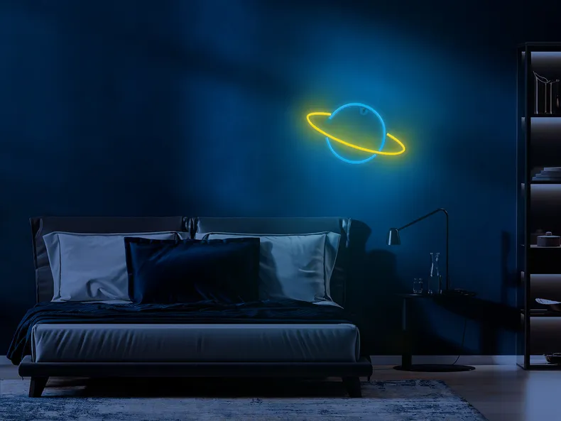 BRW Дитячий неоновий настінний світильник Planet LED синій/жовтий 093791 фото №2
