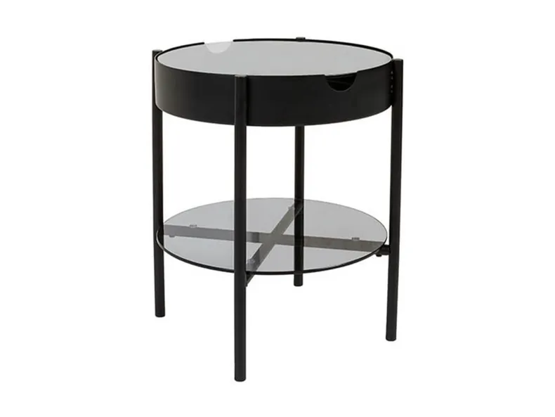 Столик круглый BRW Rosen, 40,5 см, черный/прозрачный BLACK фото №1