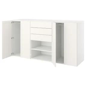 IKEA PLATSA ПЛАТСА, гардероб, 4 дверцят+3шухляди, білий FONNES ФОННЕС білий / SANNIDAL САННІДАЛ білий, 240x57x123 см 194.251.50 фото