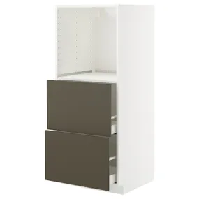 IKEA METOD МЕТОД / MAXIMERA МАКСИМЕРА, высокий шкаф с 2 ящиками д/духовки, белый/гавсторпский коричневый/бежевый, 60x60x140 см 895.585.18 фото