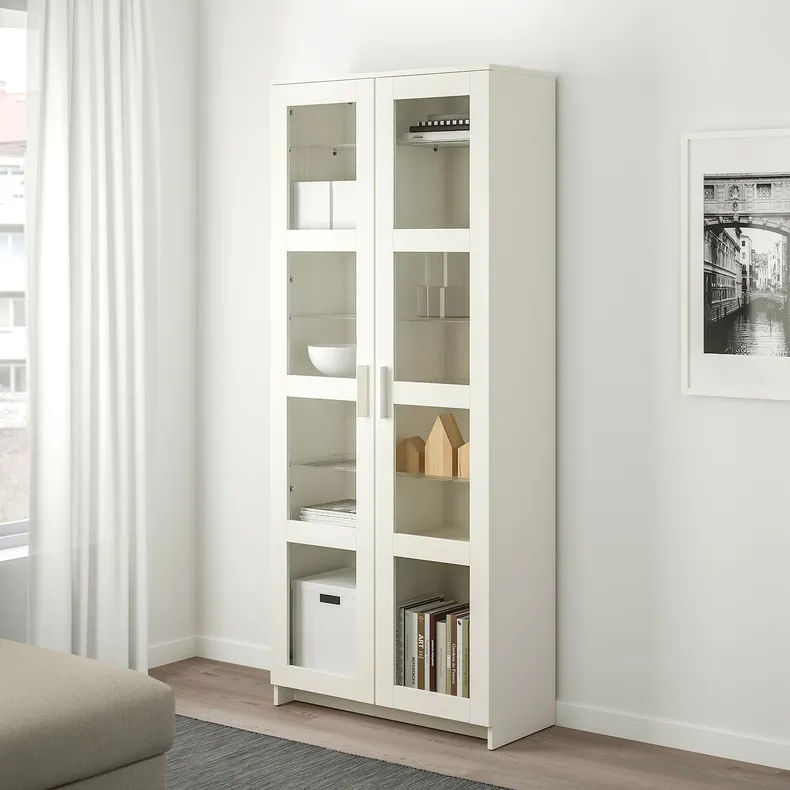 IKEA BRIMNES БРІМНЕС, шафа зі скляними дверцятами, білий, 80x190 см 904.098.72 фото №2