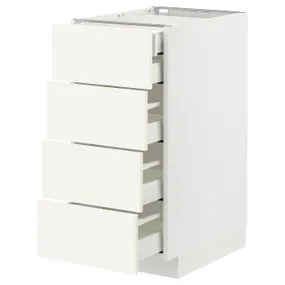 IKEA METOD МЕТОД / MAXIMERA МАКСИМЕРА, напольный шкаф 4фасада / 2нзк / 3срд ящ, белый / Вальстена белый, 40x60 см 395.071.64 фото