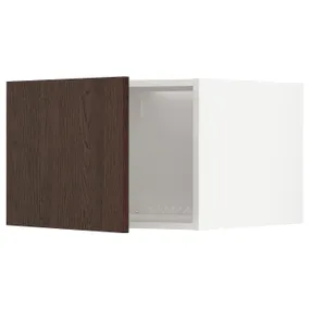IKEA METOD МЕТОД, верхня шафа для холодильн / мороз кам, білий / СІНАРП коричневий, 60x40 см 594.676.14 фото