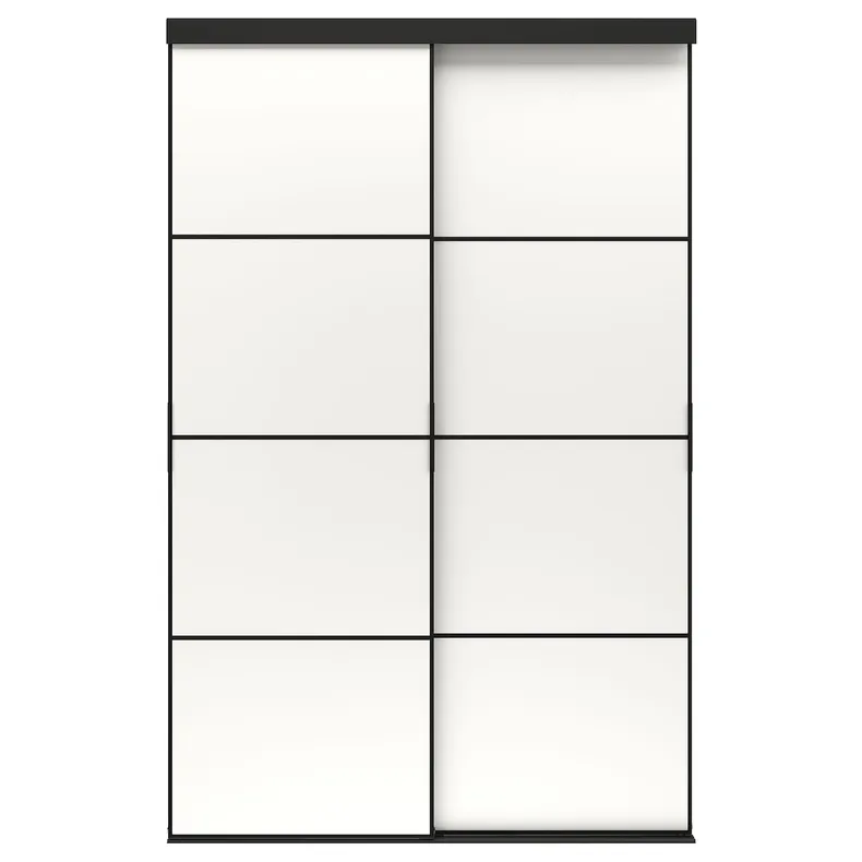 IKEA SKYTTA СКЮТТА / MEHAMN МЕХАМН, дверь раздвижная, комбинация, черный / 2стр белый, 152x240 см 894.995.76 фото №1