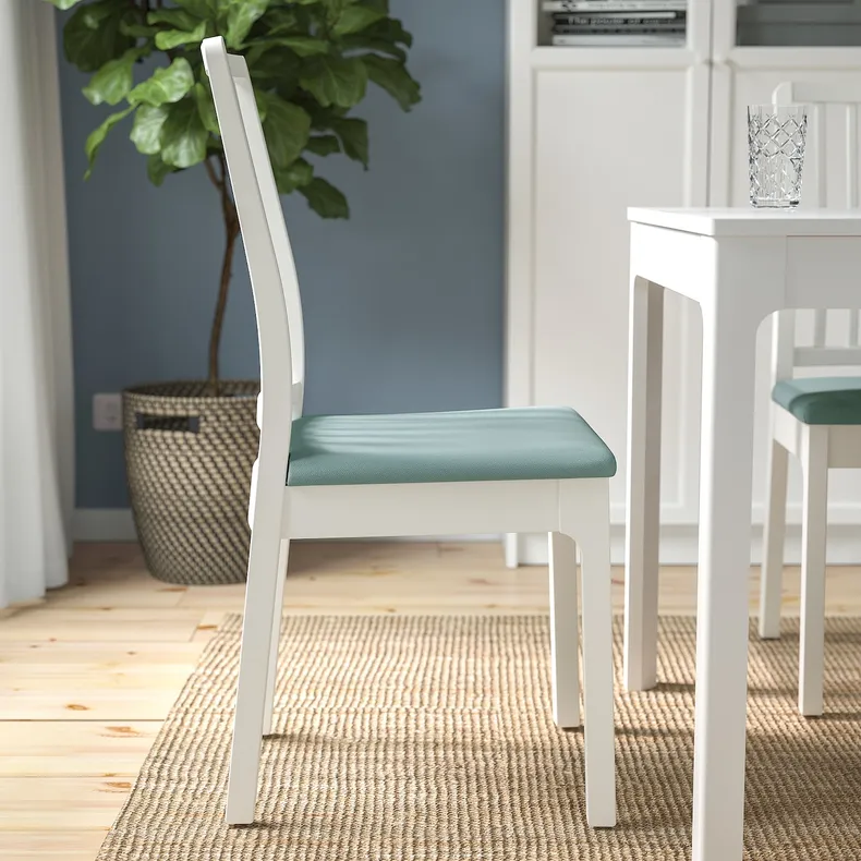 IKEA EKEDALEN ЕКЕДАЛЕН, стілець, білий / світло-бірюзовий Хакебо 294.292.18 фото №2