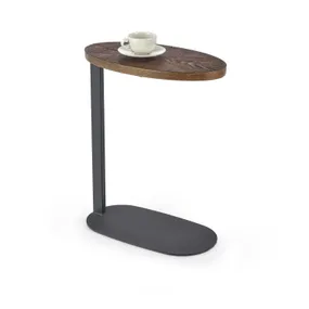 Журнальный стол из дерева HALMAR DELPHI, 48x26 см, орех / каркас из металла: черный фото