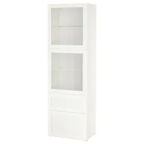IKEA BESTÅ БЕСТО, комбін д / зберіг зі склян дверцятами, білий / ХАНВІКЕН білий прозоре скло, 60x42x193 см 293.008.71 фото