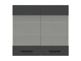 BRW Дводверна кухонна шафа Semi Line 80 см з вітриною вулканічного чорного кольору, чорний вулканічний SB_G_80/72_LV/PV-DARV/CAW фото