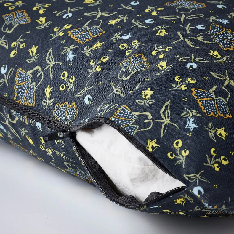 IKEA SVÄRDTÅG СВЭРДТОГ, чехол на подушку, темно-синий / цветочный узор, 50x50 см 105.620.09 фото №4