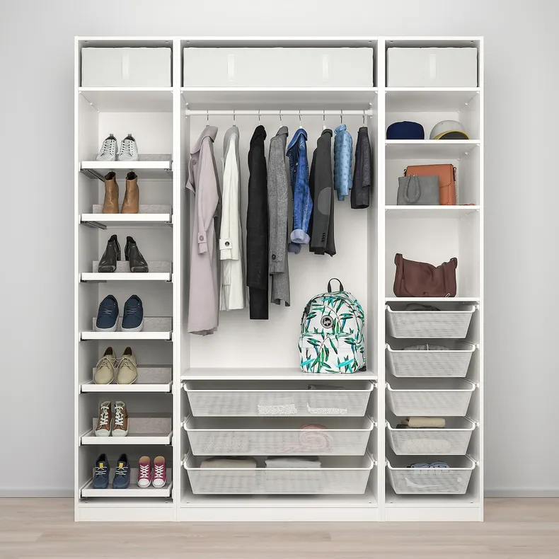 IKEA PAX ПАКС / REINSVOLL РЕИНСВОЛЛ, гардероб, комбинация, белый / серый-бежевый, 200x60x236 см 893.846.55 фото №3
