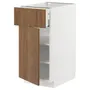 IKEA METOD МЕТОД / MAXIMERA МАКСИМЕРА, напольный шкаф с ящиком / дверцей, белый / Имитация коричневого ореха, 40x60 см 595.198.68 фото
