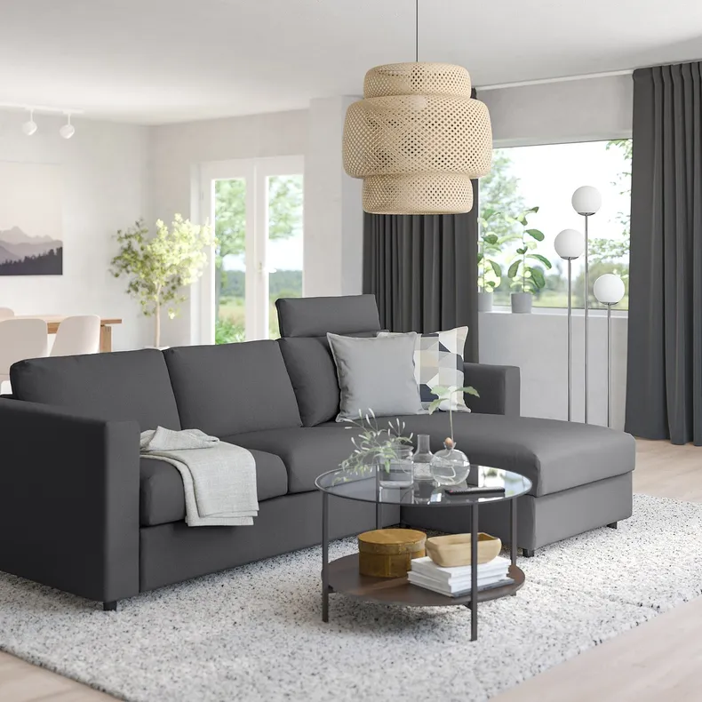IKEA VIMLE ВІМЛЕ, 3-місний диван із кушеткою, з узголів'ям/ХАЛЛАРП сірий 893.991.24 фото №2