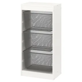 IKEA TROFAST ТРУФАСТ, комбінація для зберіган +контейнери, білий/темно-сірий, 46x30x94 см 394.787.17 фото