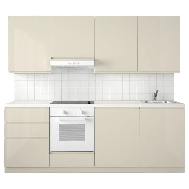 IKEA METOD МЕТОД, кухня, белый Maximera/Voxtorp глянцевый светло-бежевый, 240x60x228 см 195.854.45 фото №1