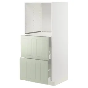 IKEA METOD МЕТОД / MAXIMERA МАКСІМЕРА, висока шафа, 2 шухляди для духовки, білий / Стенсунд світло-зелений, 60x60x140 см 294.876.18 фото