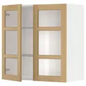 IKEA METOD МЕТОД, настінна шафа, полиці / 2 склх дверц, білий / ФОРСБАККА дуб, 80x80 см 195.093.57 фото thumb №1