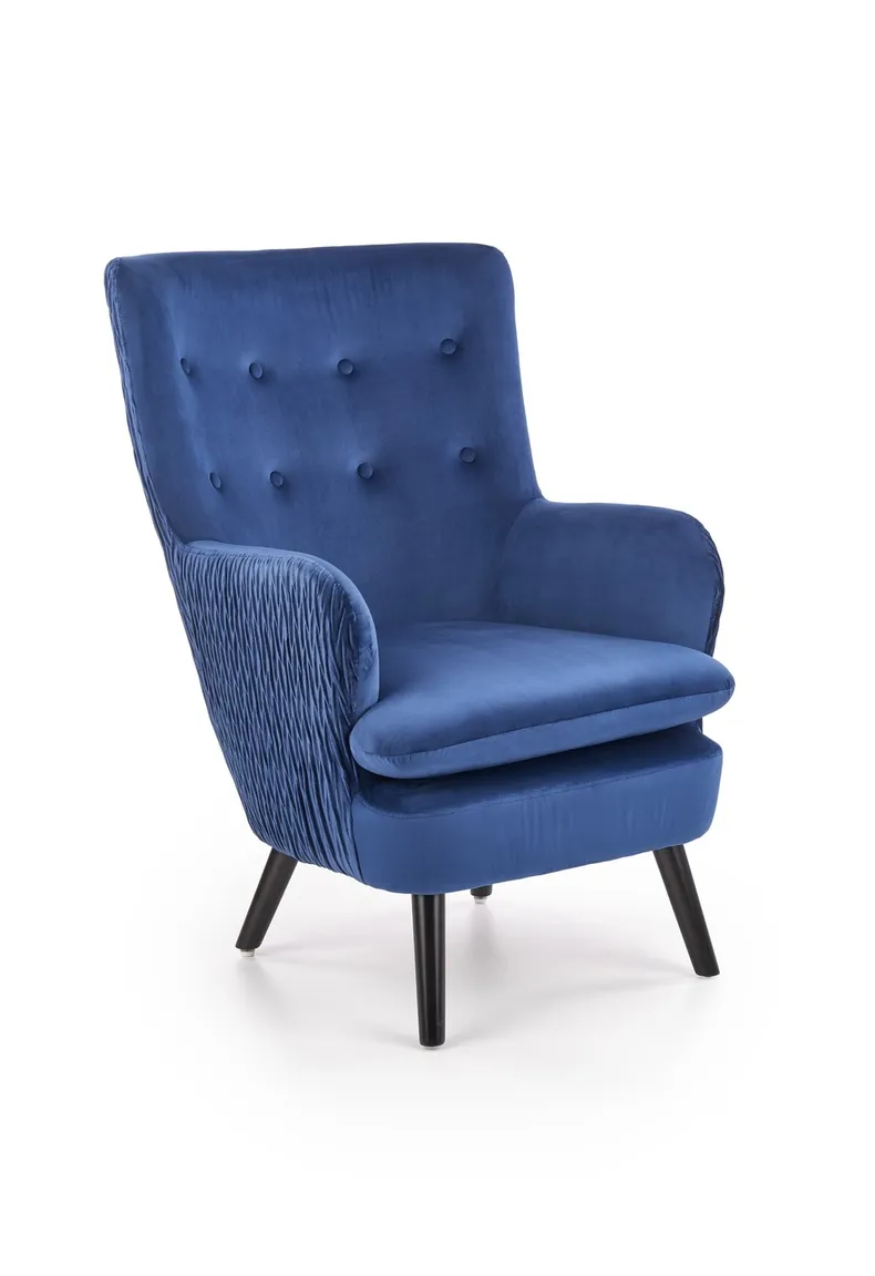 Кресло мягкое HALMAR RAVEL темно-синий/черный фото №1
