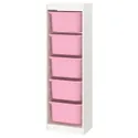 IKEA TROFAST ТРУФАСТ, комбінація для зберіган +контейнери, білий/рожевий, 46x30x145 см 593.358.93 фото thumb №1