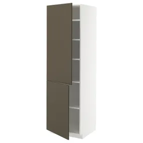 IKEA METOD МЕТОД, высокий шкаф с полками/2 дверцы, белый/гавсторпский коричневый/бежевый, 60x60x200 см 395.588.46 фото