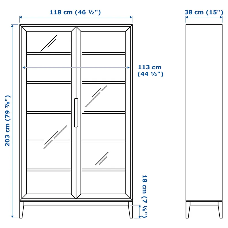 IKEA REGISSÖR РЕЖИССЁР, шкаф-витрина, белый, 118x203 см 303.420.78 фото №5