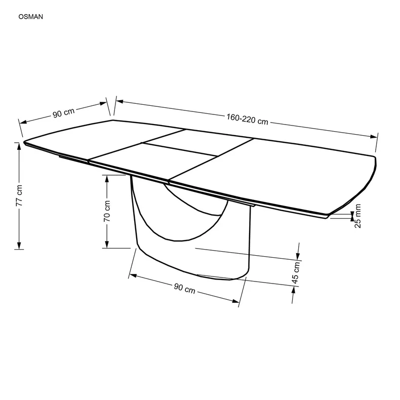 Кухонный стол HALMAR OSMAN 160-220x90 см, белый мрамор / черный фото №17
