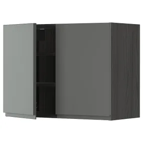 IKEA METOD МЕТОД, навесной шкаф с полками / 2дверцы, черный / Воксторп темно-серый, 80x60 см 894.642.04 фото
