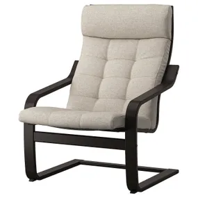 IKEA POÄNG ПОЕНГ, крісло, чорний / коричневий / бежевий Gunnared 495.019.82 фото