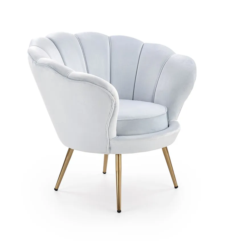 Мягкое кресло HALMAR AMORINO светло-голубой, ножки - золото фото №1