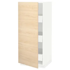 IKEA METOD МЕТОД / MAXIMERA МАКСІМЕРА, висока шафа із шухлядами, білий / АСКЕРСУНД під світлий ясен, 60x60x140 см 993.818.02 фото