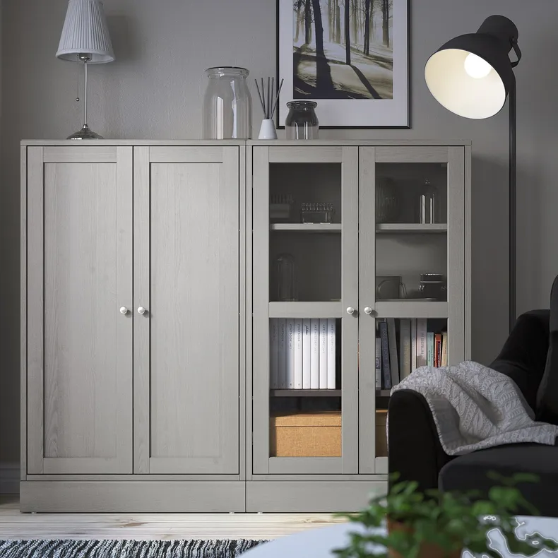 IKEA HAVSTA ХАВСТА, комбінація для зберіг зі склян двер, сірий, 162x37x134 см 292.660.56 фото №9