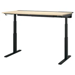 IKEA MITTZON МІТТЗОН, стіл регульований, електричний okl береза/чорний, 160x80 см 795.301.72 фото