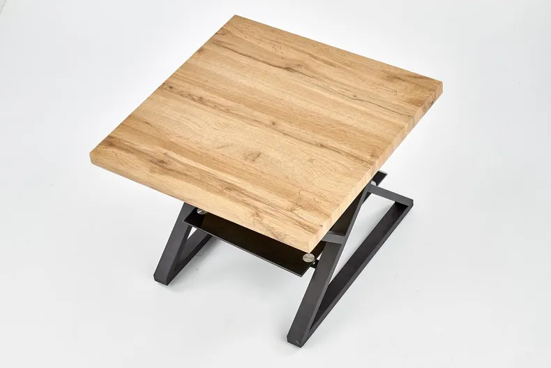 Журнальный столик деревянный HALMAR XENA, квадратный 60x60 см, черный/натуральный фото №9