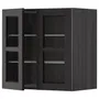 IKEA METOD МЕТОД, настінна шафа, полиці / 2 склх дверц, чорний / Лерхіттан, пофарбований у чорний колір, 60x60 см 194.570.99 фото