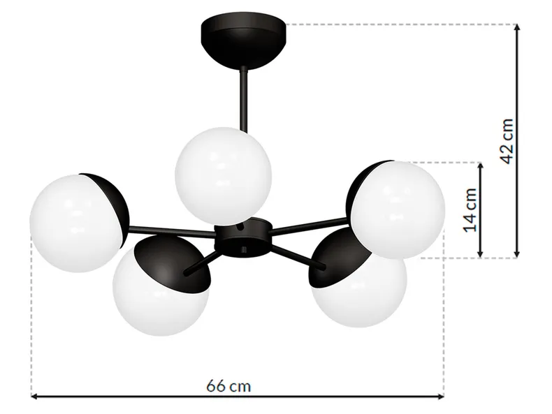 BRW Подвесной светильник с 5 точками крепления E14/40W/IP20 белый/черный металл Sfera Black 075578 фото №8