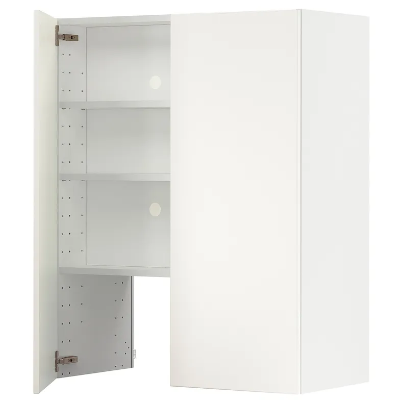 IKEA METOD МЕТОД, настінн шаф д / витяжки з полиц / дверц, білий / ВАЛЛЬСТЕНА білий, 80x100 см 095.073.06 фото №1