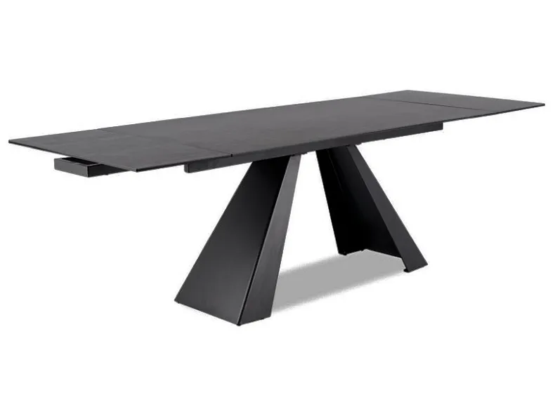 Стол обеденный раскладной SIGNAL SALVADORE, серый мрамор / черный матовый, 90x180 фото №1