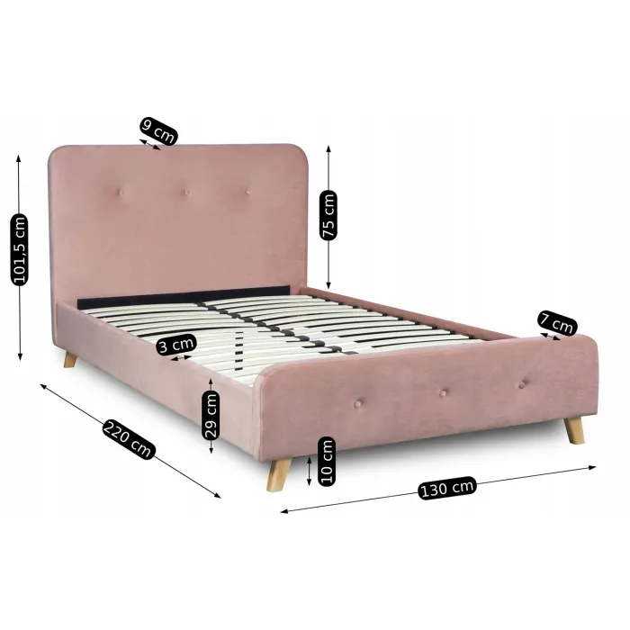 Кровать бархатная MEBEL ELITE MIKEL Velvet, 120x200см, розовая фото №9