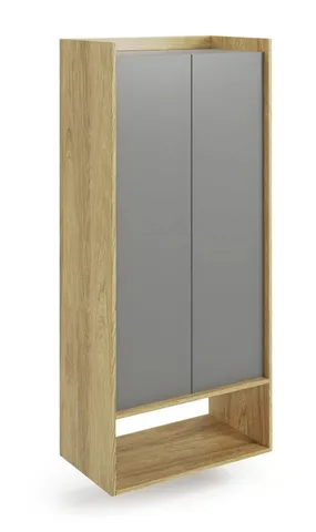 Книжный шкаф HALMAR MOBIUS 2D 78x41 см, корпус : натуральный гикори, фасады - пыльно-серый фото
