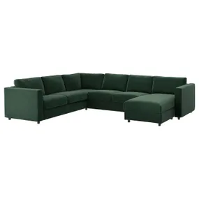 IKEA VIMLE ВИМЛЕ, 5-местный угловой диван, с шезлонгом/Djuparp темно-зеленый 195.012.81 фото