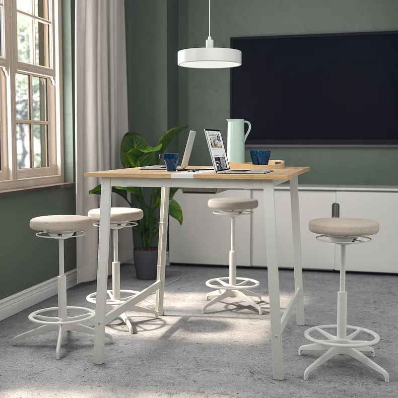IKEA MITTZON МІТТЗОН, стіл для конференцій, дуб okl/білий, 140x108x105 см 695.334.68 фото №2