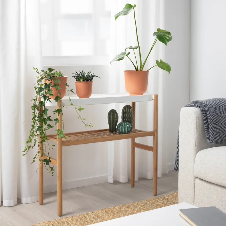 IKEA SATSUMAS САТСУМАС, підставка для рослин, бамбук / білий, 70 см 902.581.56 фото №2