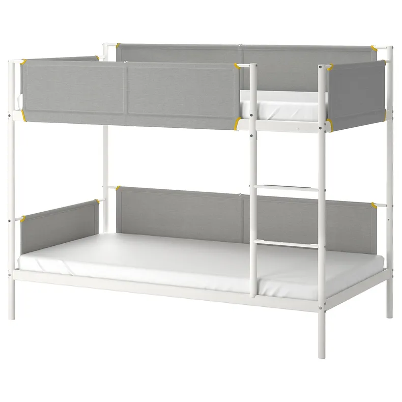 IKEA VITVAL ВІТВАЛЬ, каркас 2-ярусного ліжка, білий/світло-сірий, 90x200 см 804.112.72 фото №1