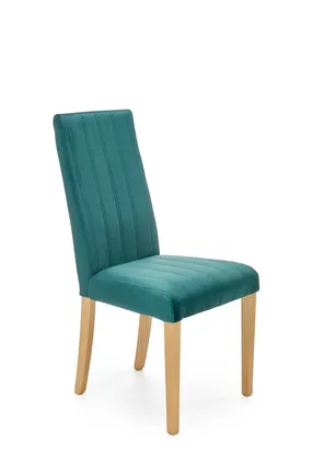 Кухонний стілець HALMAR DIEGO 3 стьобані смужки, дуб медовий/темно-зелений фото