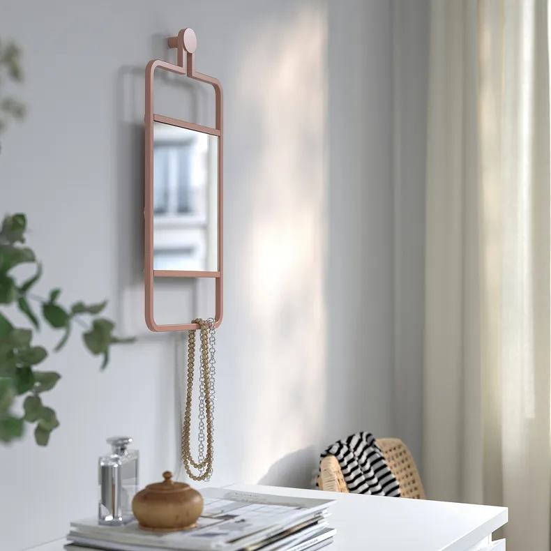 IKEA GRANVÅG ГРАНВОГ, дзеркало, настінне кріплення / рожевий, 22x48 см 505.109.85 фото №5