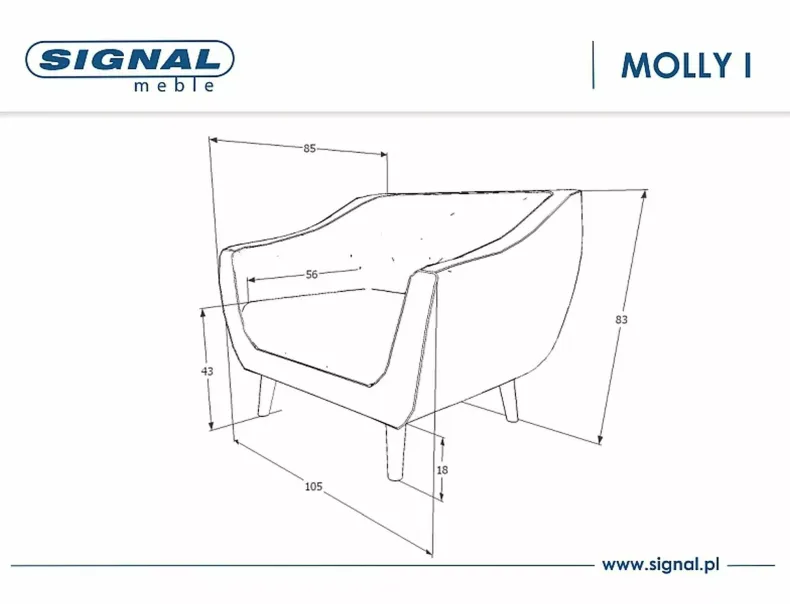 Крісло м'яке оксамитове SIGNAL MOLLY 1 Velvet, оливковий фото №3