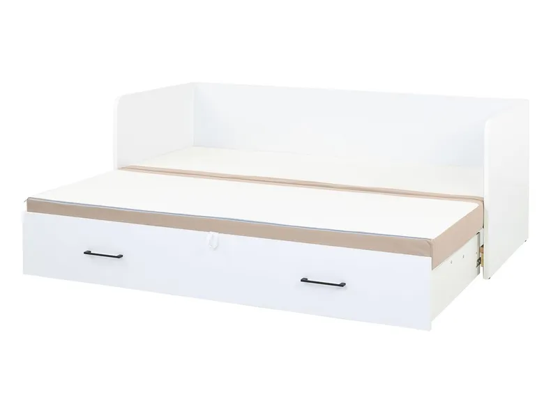 BRW Ліжко розкладне BRW TETRIX 80-160x200 см з ящиком для зберігання, подушками та матрацом, бежевий, білий глянець LOZ/80/160_KPL-BIP/MODONE_9702 фото №5