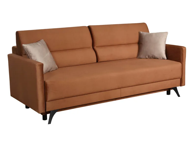 BRW тримісний диван Abril розкладний з ящиком для зберігання велюровий коричневий, Елемент 07 Коричневий / Елемент 06 Бежевий SO3-ABRIL-3DL-G1_BA429D фото №2