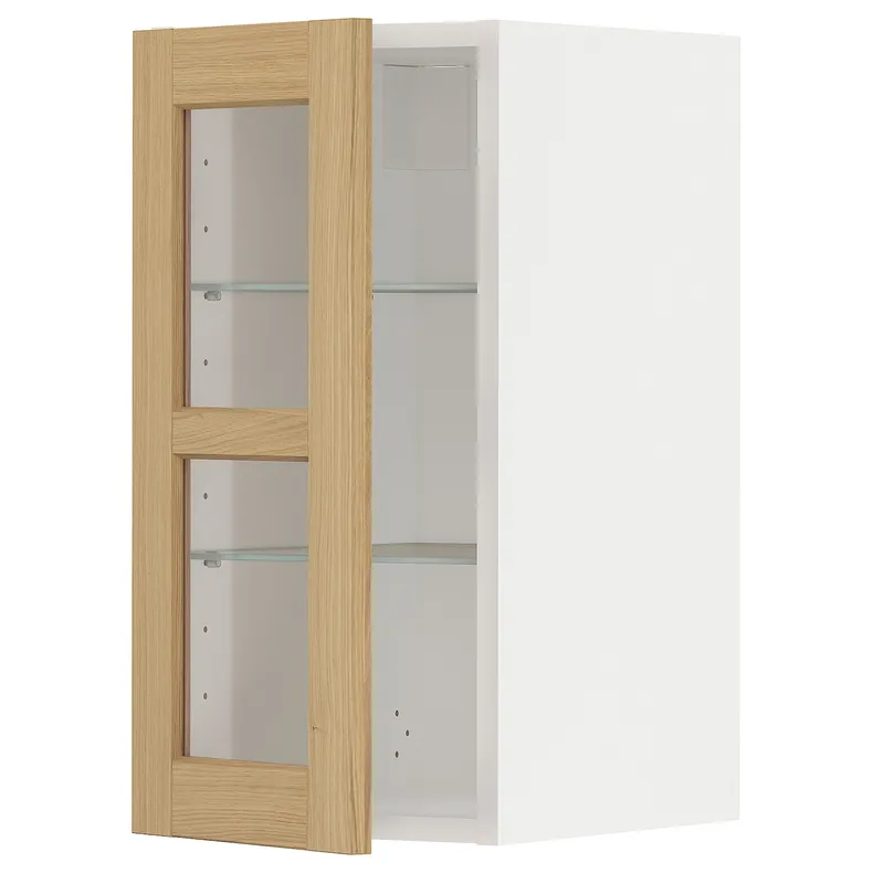 IKEA METOD МЕТОД, навісна шафа,полиці / скляні дверцята, білий / ФОРСБАККА дуб, 30x60 см 195.093.81 фото №1