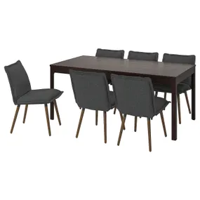 IKEA EKEDALEN ЭКЕДАЛЕН / KLINTEN КЛИНТЕН, стол и 6 стульев, темно-коричневый / киландский темно-серый, 180 / 240 см 695.058.80 фото